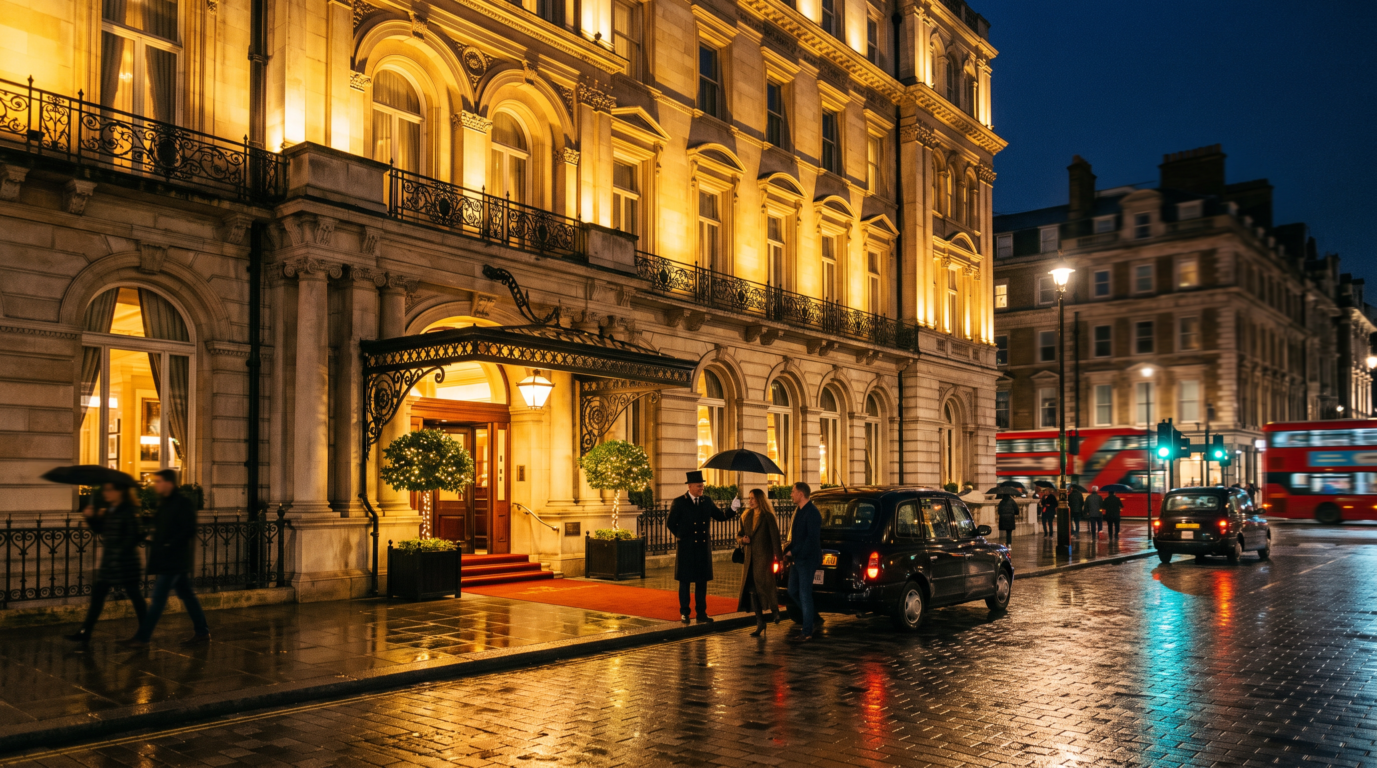 Exterior of BestRankingUK hotel building at night